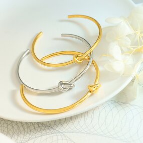 Bracelet Manufacturer - Titanium Steel Elegant Gold Silver Knot Open Feminine Minimalist