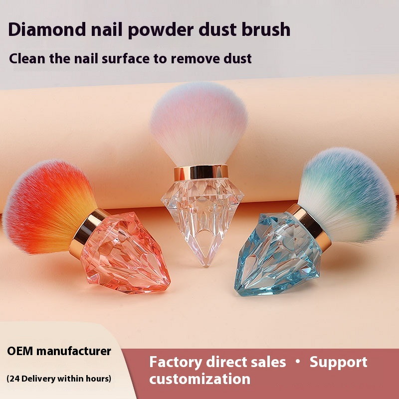 Nail Dust Brush Manufacturer - Popular Mushroom Head Portable Diamond Synthetic Hair