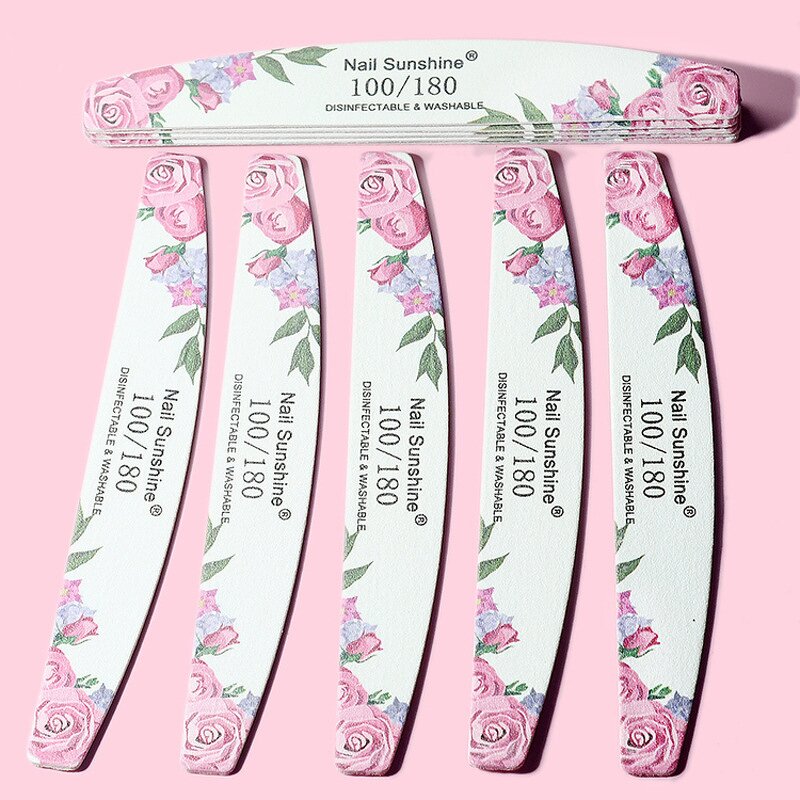 Nail File Manufacturer - High Quality Grit Wooden Pink Rose Half Moon 100/180