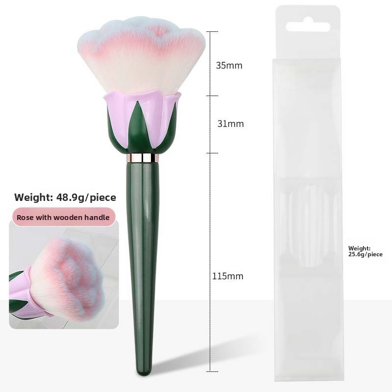 Nail Art Brush Manufacturer - Extra Large Single Wooden Handle Rose Flower Design