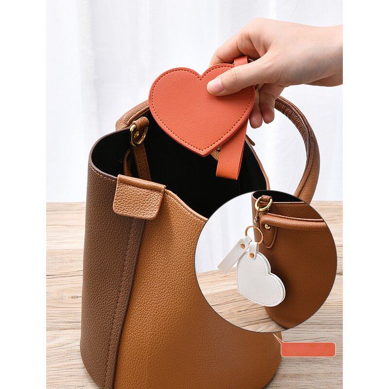 Cosmetic Mirror Manufacturer - Customize Logo Portable Exquisite Leather Heart Shaped