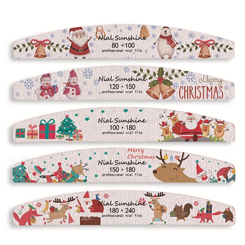 Nail File Manufacturer - Factory Wholesale OEM/ODM Colorful Half Moon Christmas Design