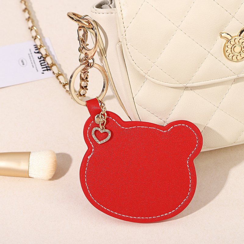 Makeup Mirror Manufacturer - Fashionable Student Leather Butterfly Keychain Portable