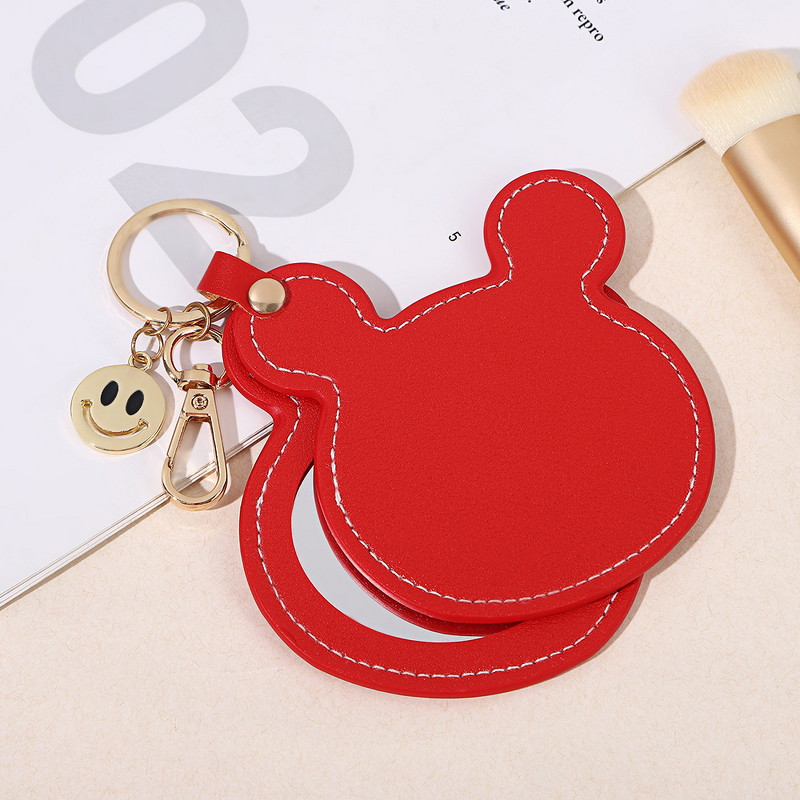 Makeup Mirror Manufacturer - Fashionable Student Leather Butterfly Keychain Portable