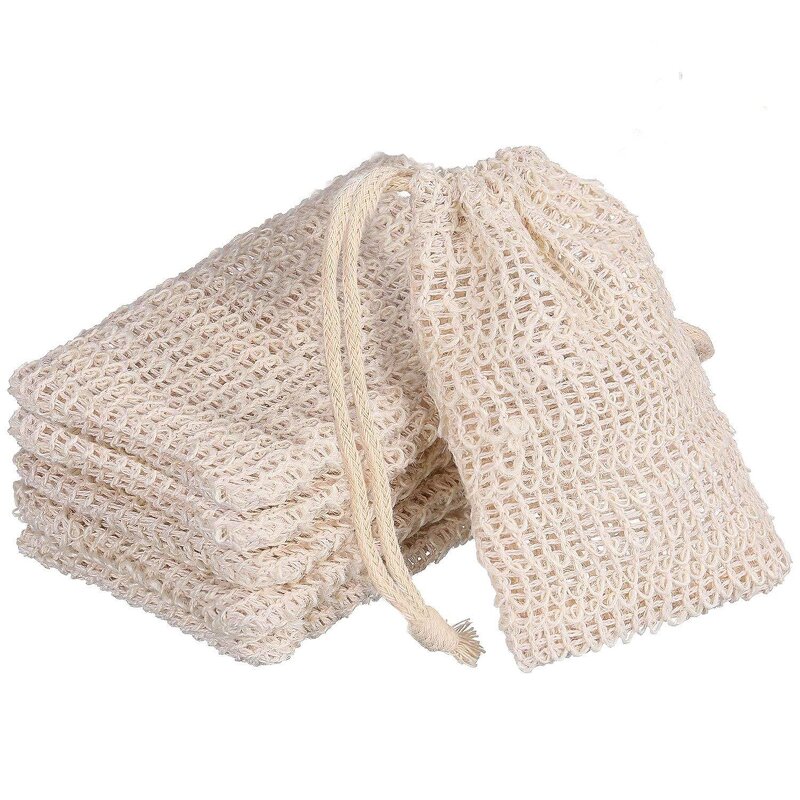 Soap Exfoliating Bag Manufacturer - Natural Sisal Double Layer with Drawstring