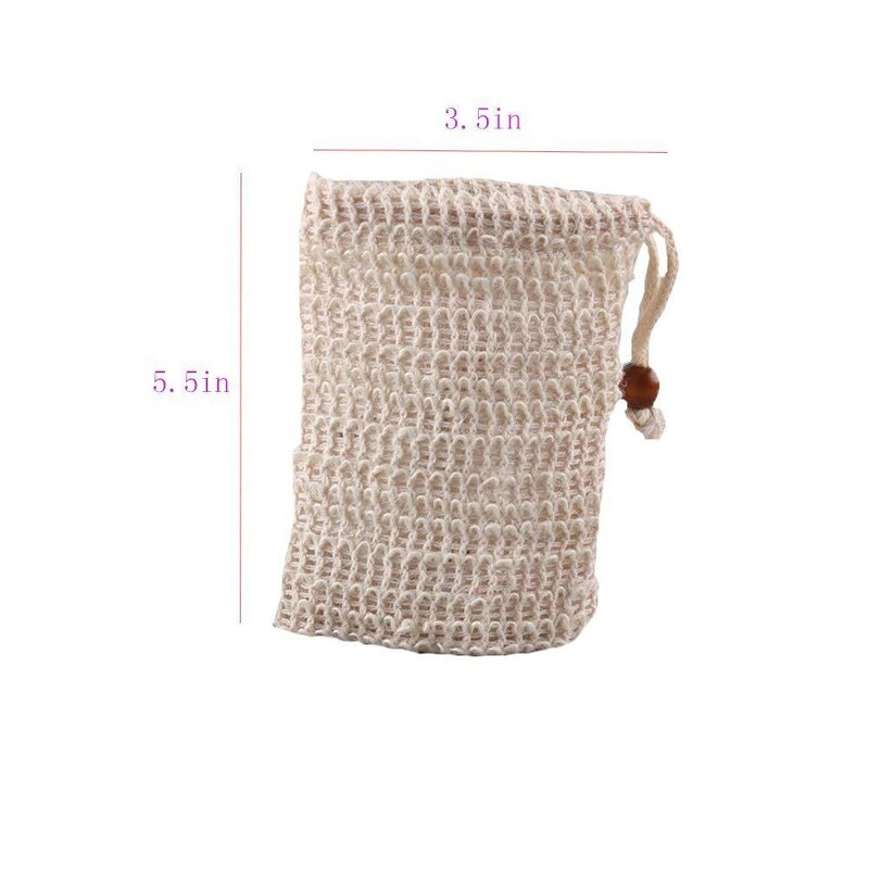 Soap Exfoliating Bag Manufacturer - Natural Sisal Double Layer with Drawstring