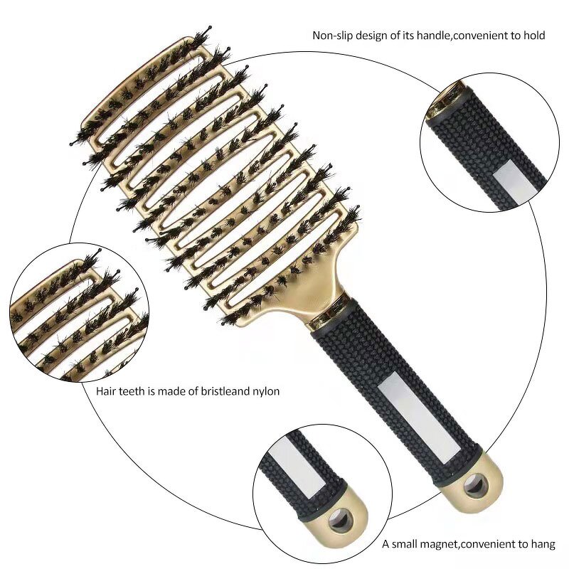 Hair Brush Manufacturer - Custom Logo Curved Vented Wave Massager Nylon Boar Bristle