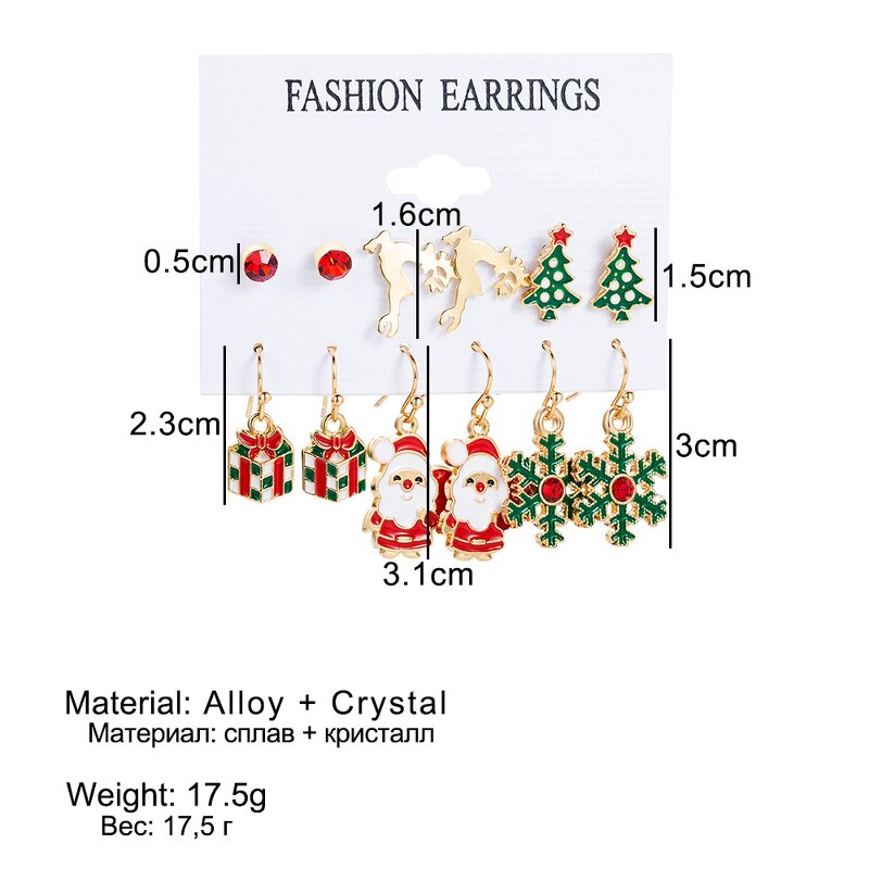 Earrings Manufacturer - Christmas Gift Snowflake Bell Cartoon Elk Santa Claus Wholesale