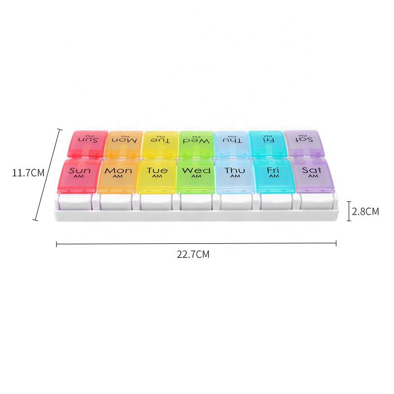 Pill Organizer Manufacturer - 7-Day AM/PM BPA Free Easy Open Push Button Weekly