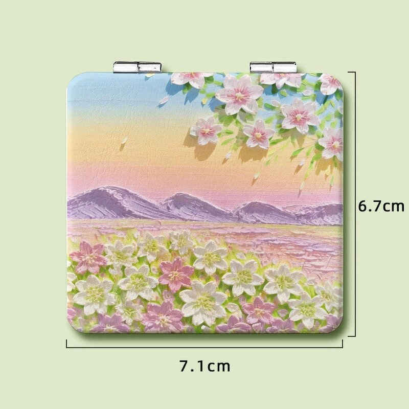 Makeup Mirror Manufacturer - Lovely PU 6.7cm Colorful Double-Sided 1X 2X Magnification