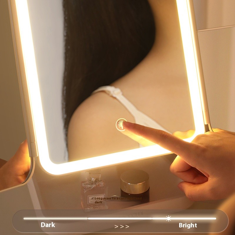 Tri Fold Mirror Factory - 3 Color Light Stepless Dimming Touch Control USB Rechargeable