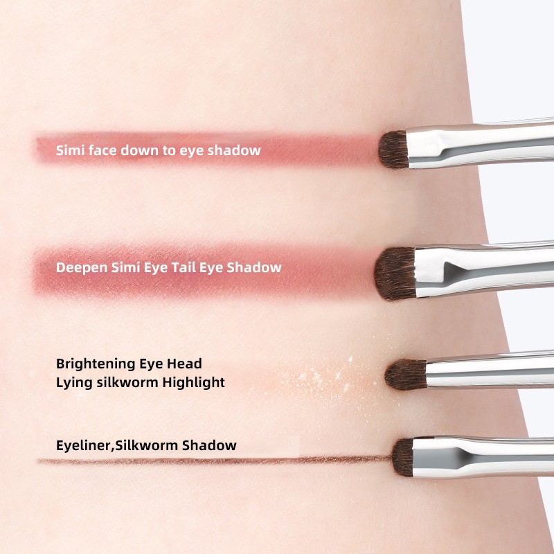 Professional Eye Brush Factory - 4pcs Eyeliner Eyeshadow Eyebrow Private Label Black Pony Hair