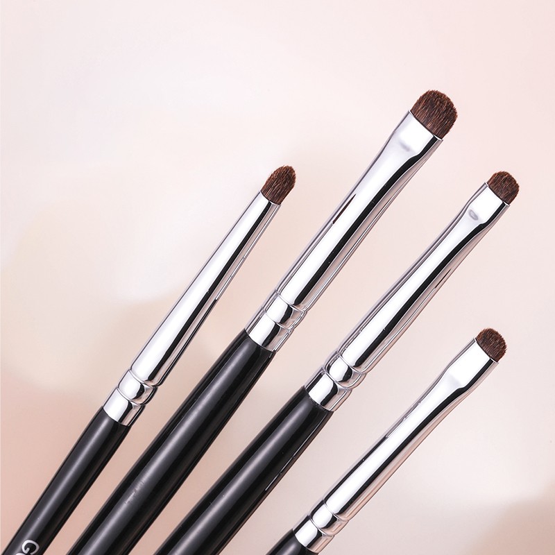Professional Eye Brush Factory - 4pcs Eyeliner Eyeshadow Eyebrow Private Label Black Pony Hair