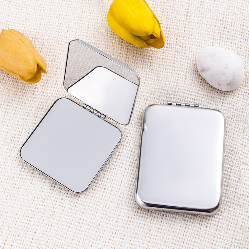 Pocket Makeup Mirror Manufacturer - Custom Logo Stainless Steel Double-sided Compact Folding Mini