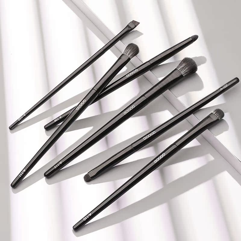 Makeup Brush Set Factory - 6pcs Eyeliner Eyeshadow Eyebrow Black Professional Custom Cosmetic Kit