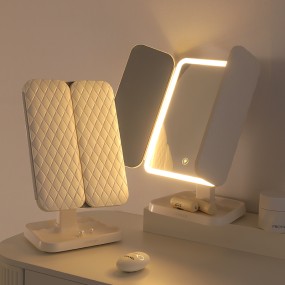 Tri Fold Mirror Factory - 3 Color Light Stepless Dimming Touch Control USB Rechargeable