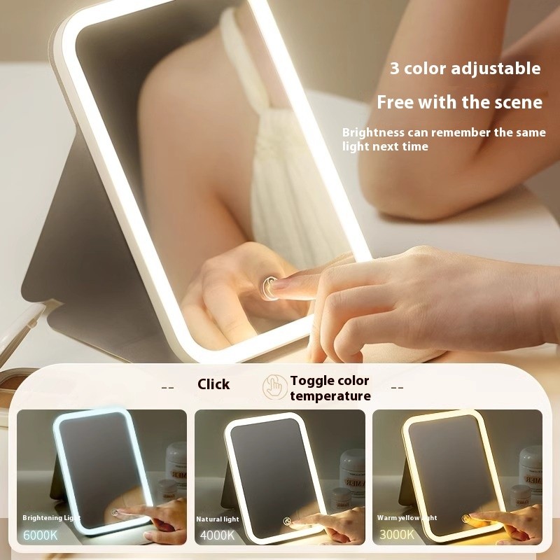 Rotating Makeup Mirror Manufacturer - LED Folding Rechargeable 3 Color Light with 64 LED
