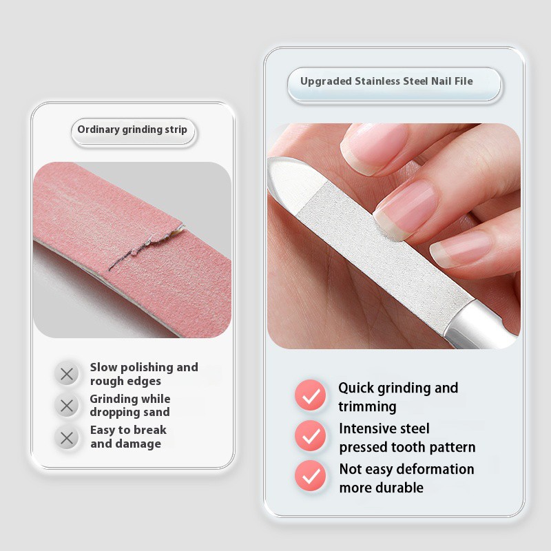 Metal Nail Files Manufacturer - Double Side Stainless Steel High Quality Custom Logo Glass Manicure