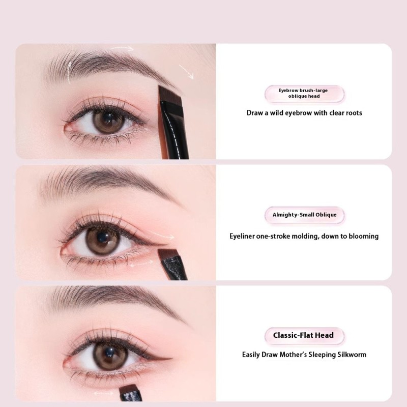 Eyeliner Brush Set Factory - 3pcs Fine Angled Ultra Thin Professional Luxury Cosmetic Pencil Brush