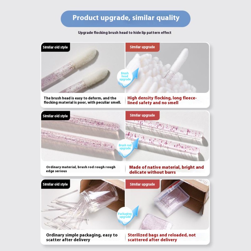 Disposable Lip Brush Factory - 100pcs Pink Blending Blue Crystal Lipstick Gloss Wands Applicator