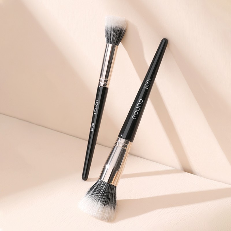 Goat Hair Brush Factory - Goodgudi Single Luxury High Quality Professional Flat Black Cosmetic