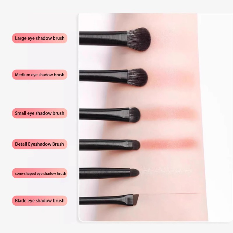 Makeup Brush Set Factory - 6pcs Eyeliner Eyeshadow Eyebrow Black Professional Custom Cosmetic Kit