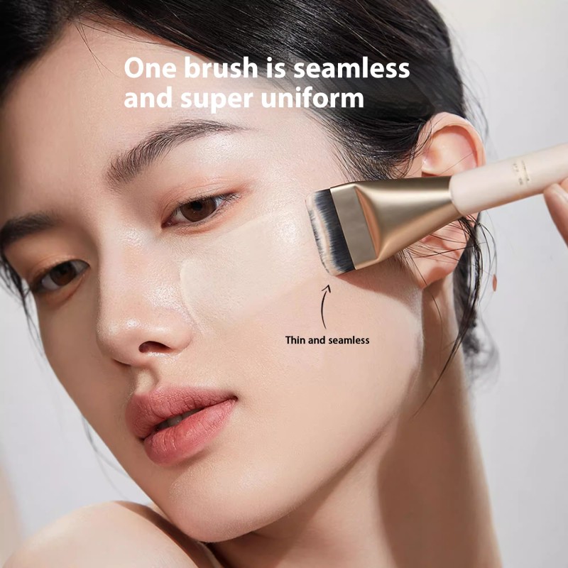 Seamless Foundation Brush Factory - Single Luxury Flat One-Line Thin Professional Mini Travel Cosmetic