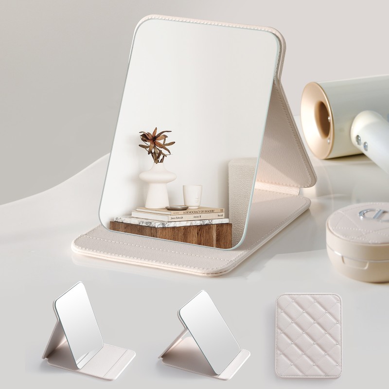 Desktop Mirror Manufacturer - Goodgudi Portable Foldable White 180 Degree Rotating Custom Logo