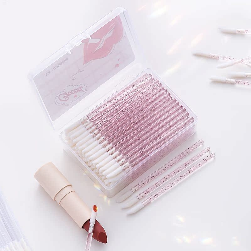 Disposable Lip Brush Factory - 100pcs Pink Blending Blue Crystal Lipstick Gloss Wands Applicator