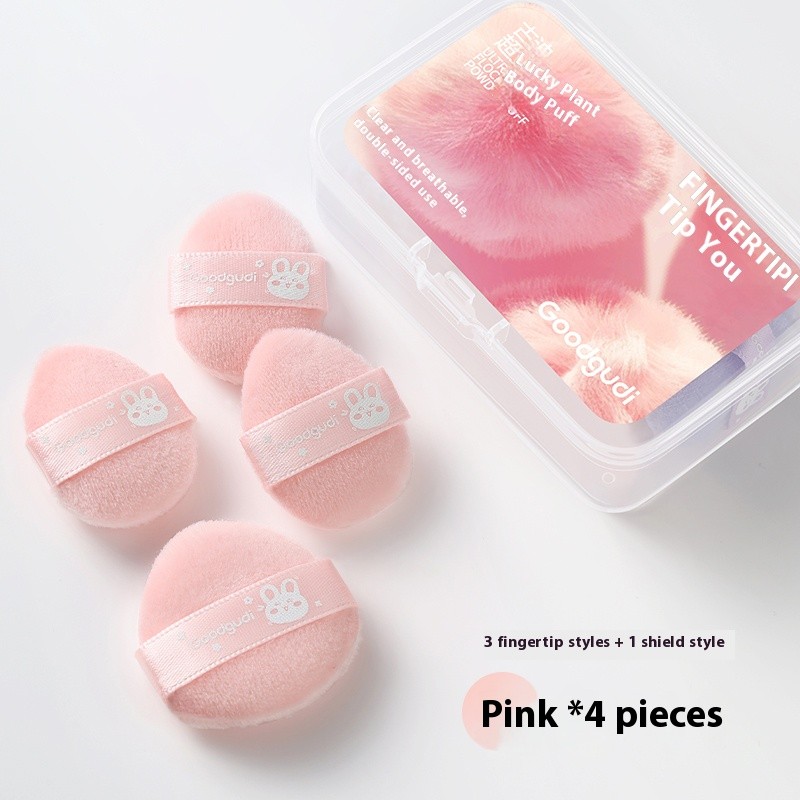 Finger Tip Puff Manufacturer - Professional 4pcs Super Soft Flocking for Highlighter Blush Loose Powder