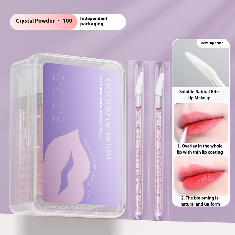 Disposable Lip Brush Factory - 100pcs Pink Blending Blue Crystal Lipstick Gloss Wands Applicator