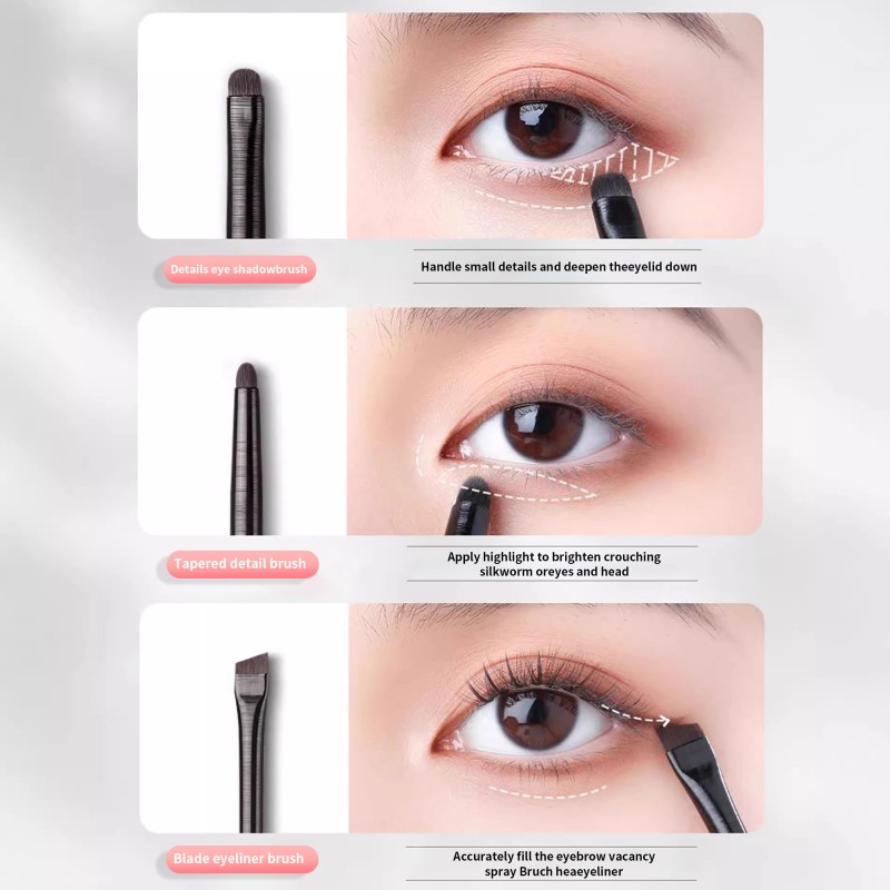 Makeup Brush Set Factory - 6pcs Eyeliner Eyeshadow Eyebrow Black Professional Custom Cosmetic Kit