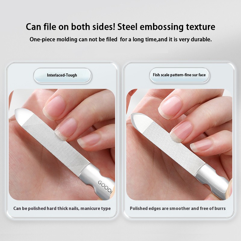 Metal Nail Files Manufacturer - Double Side Stainless Steel High Quality Custom Logo Glass Manicure
