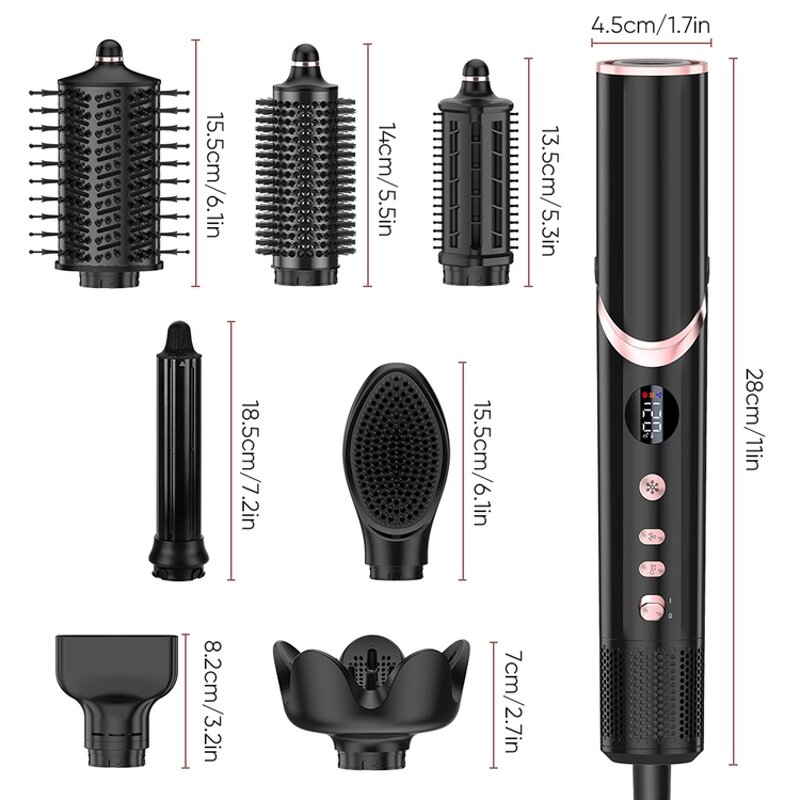 8 in 1 Hair Styler Manufacturer - 1400W High-Speed Hot Air Brush Straightener Curler Dryer Tool