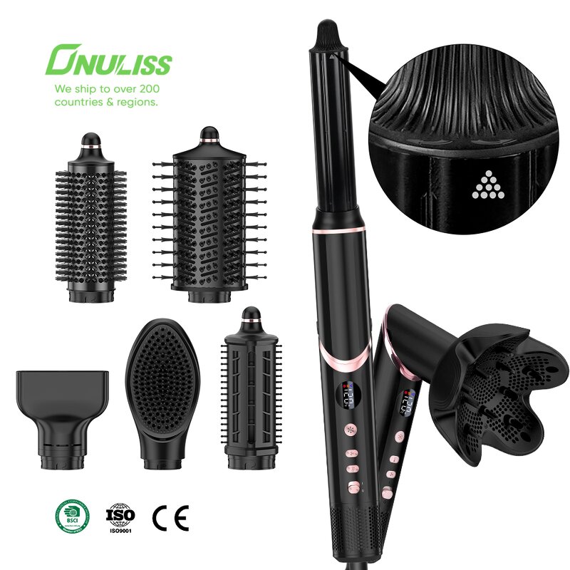 8 in 1 Hair Styler Manufacturer - 1400W High-Speed Hot Air Brush Straightener Curler Dryer Tool