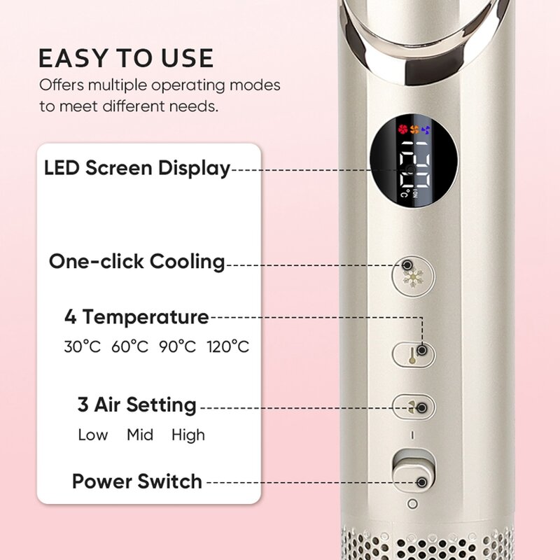 8 in 1 Hair Multi Styler Manufacturer - Foldable LED Display Ionic Blow Dryer ALCI Plug with Diffuser