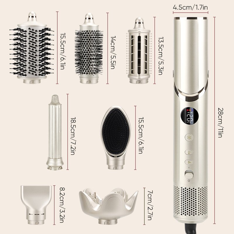 8 in 1 Hair Multi Styler Manufacturer - 110000RPM Ionic Hot Air Brush Auto Curling Iron for Women