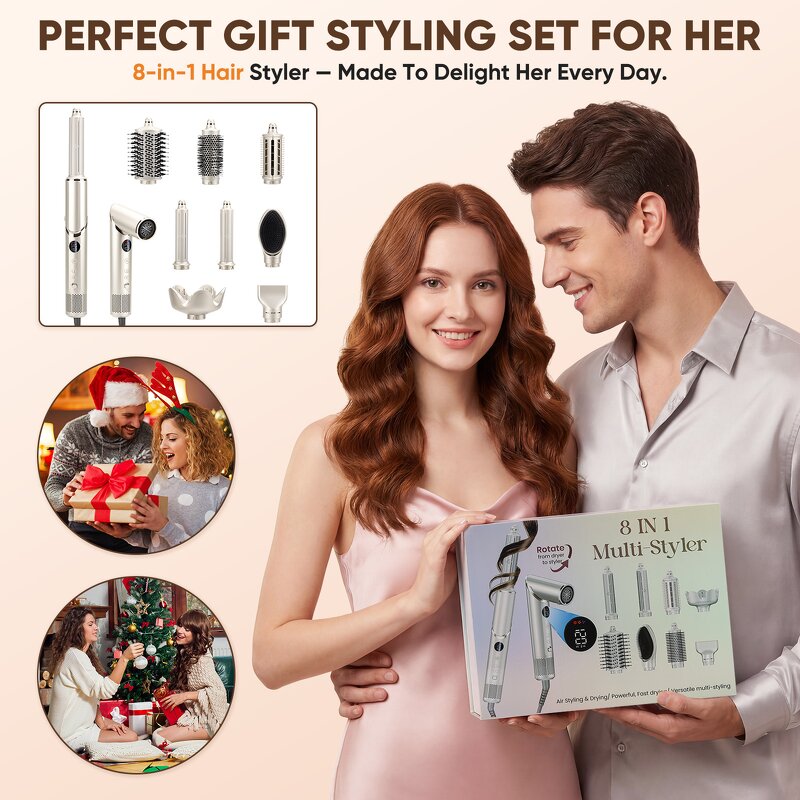 8 in 1 Auto Rotating Hair Styler Manufacturer - Hot Air Brush Curling Iron High Speed Hair Dryer