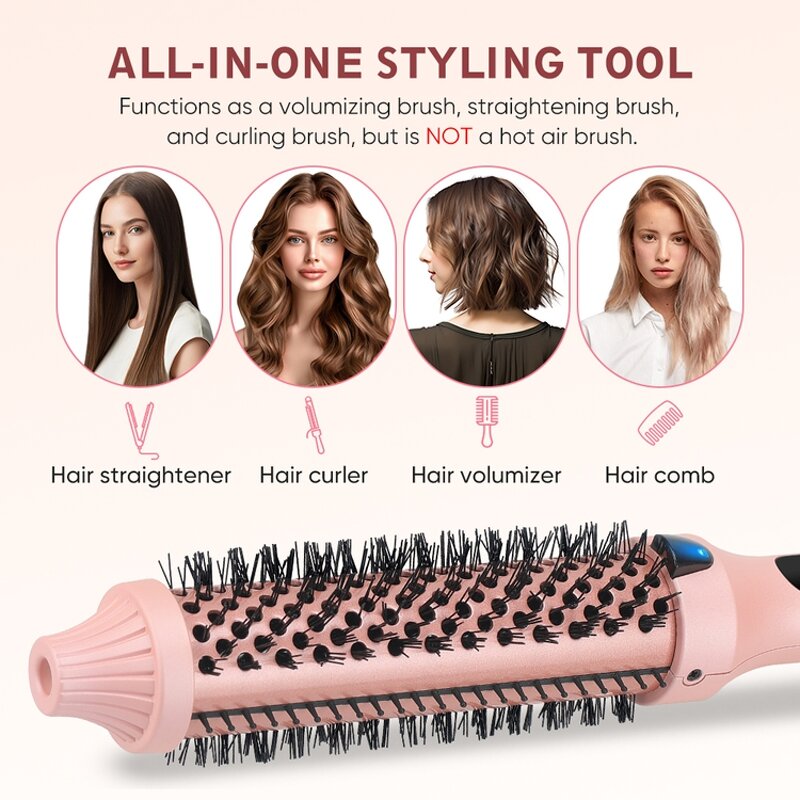 Heated Round Hair Brush Manufacturer - PTC Heating LCD Temperature Display Travel Straightener