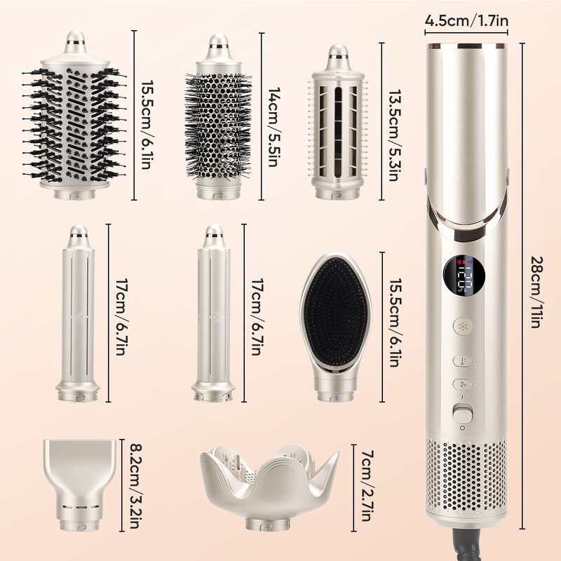 8 in 1 Auto Rotating Hair Styler Manufacturer - Hot Air Brush Curling Iron High Speed Hair Dryer
