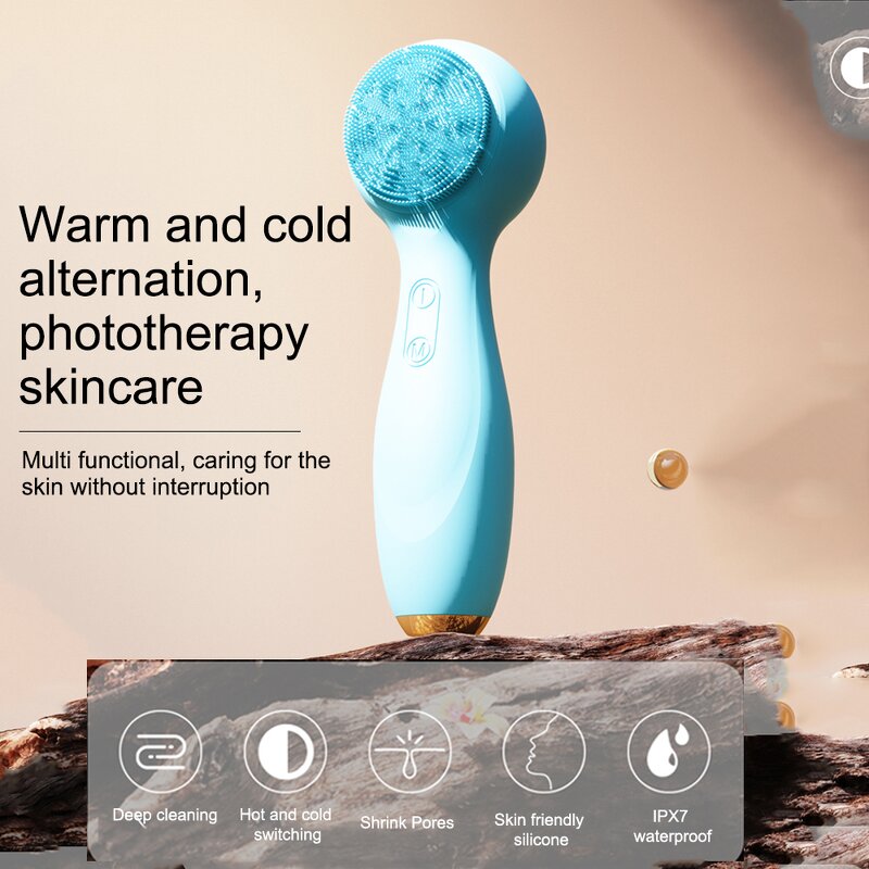 Facial Cleansing Device Manufacturer - Smart Ultrasonic with Silicone Brush HOT COLD