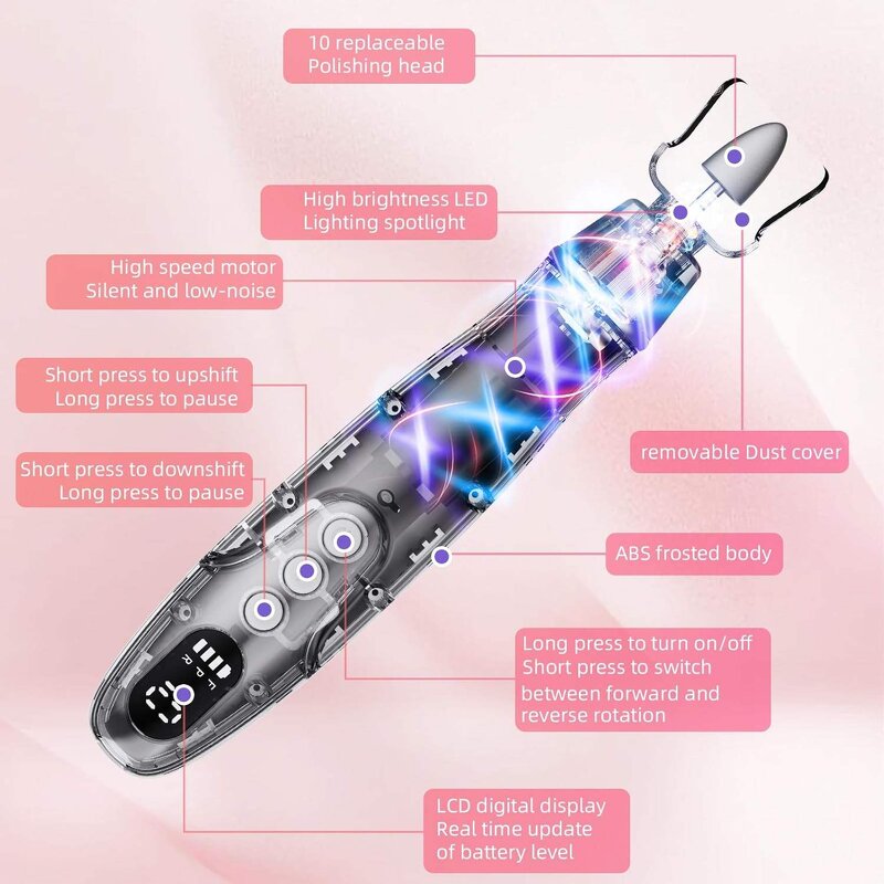 Cordless Nail Drill Machine Manufacturer - Portable Rechargeable Nail File Remover Electric Manicure Tool