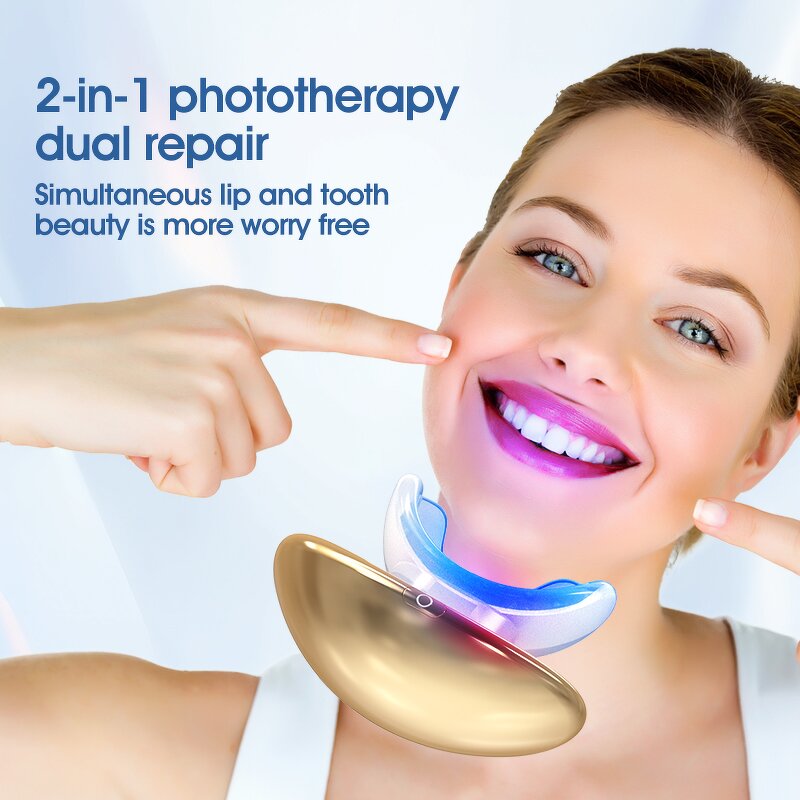 Electric Lip Plumper Manufacturer - 2024 Mini Blue Red Infrared Light Therapy Teeth Whitening Lip Enhancer