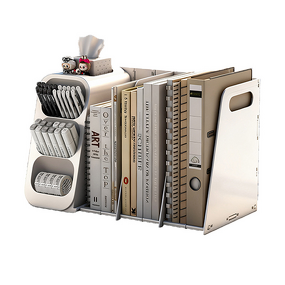 Plastic Bookend Storage Rack Manufacturer - Folding Desk Organizer with Integrated Pen Holder Tool
