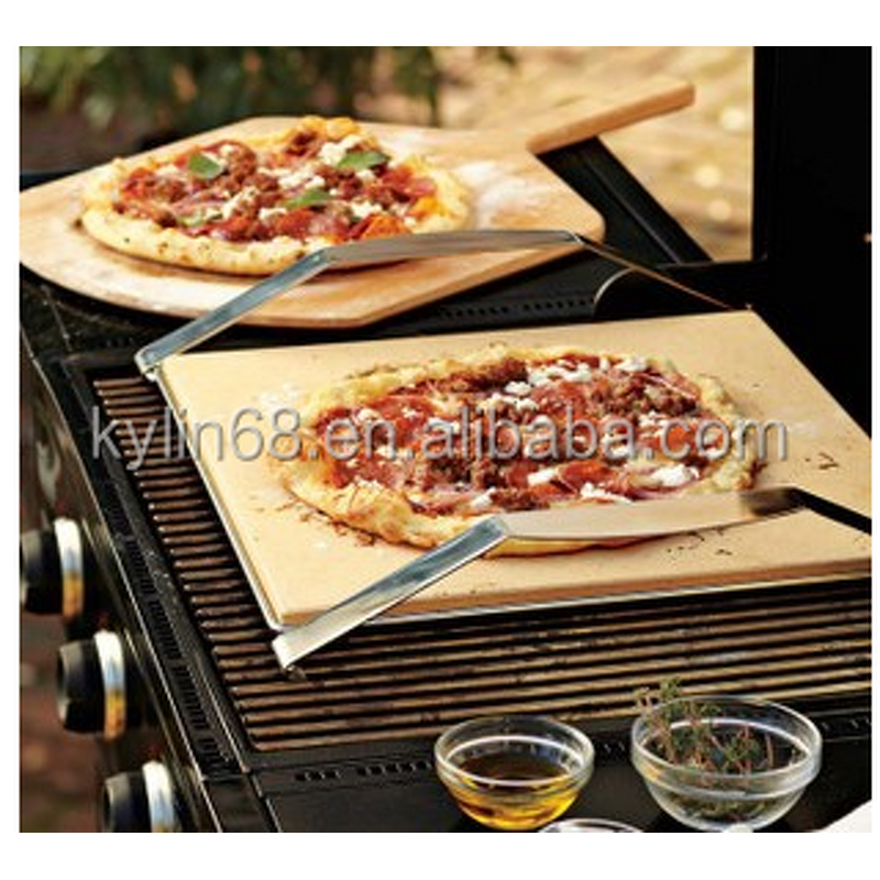 Ceramic Pizza Stone Manufacturer - With Pizza Cutter and Stainless Steel Serving Rack Baking Tool