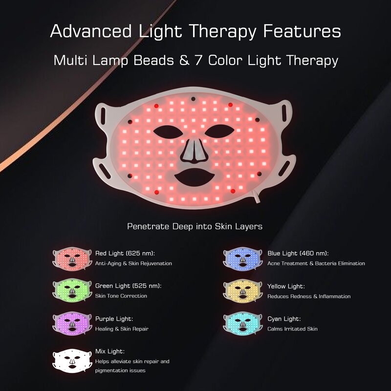 7 Colors LED Light Therapy Mask Manufacturer - Lowest Price Smart Silicone Anti-Aging Skin Care Beauty Tool