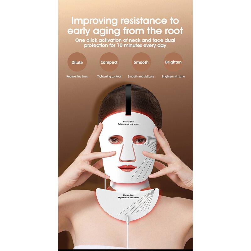Silicone LED Light Therapy Mask Manufacturer - 2025 Near-Infrared Face Neck Anti-Aging Fine Lines Wrinkle Kit