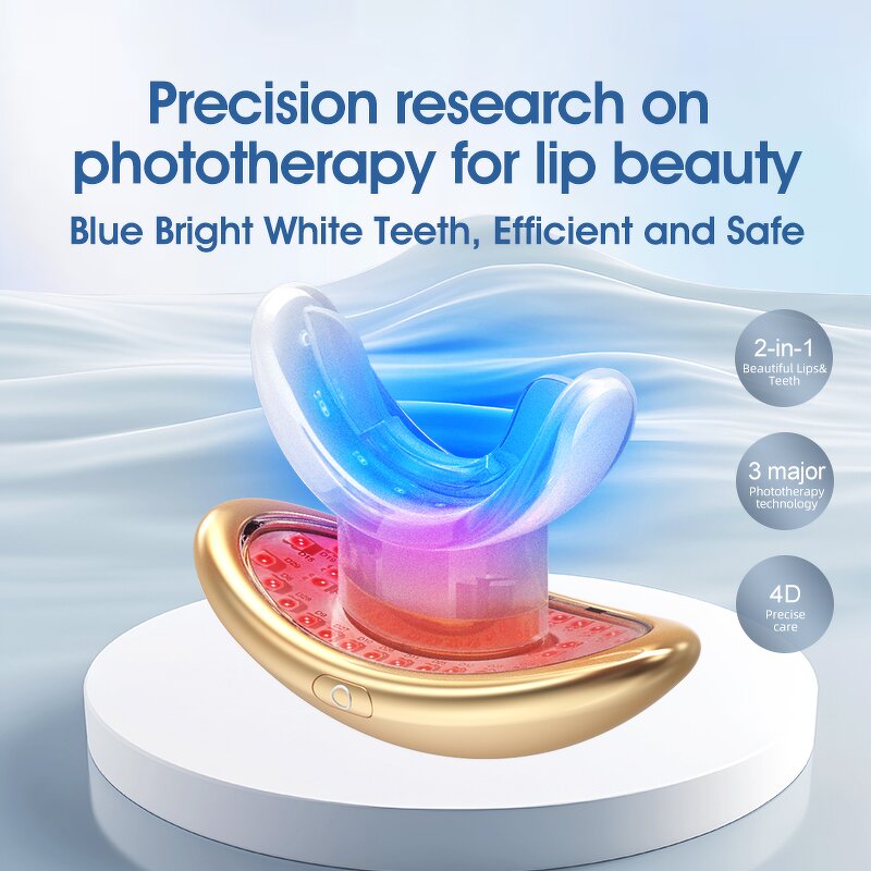 Electric Lip Plumper Manufacturer - 2024 Mini Blue Red Infrared Light Therapy Teeth Whitening Lip Enhancer