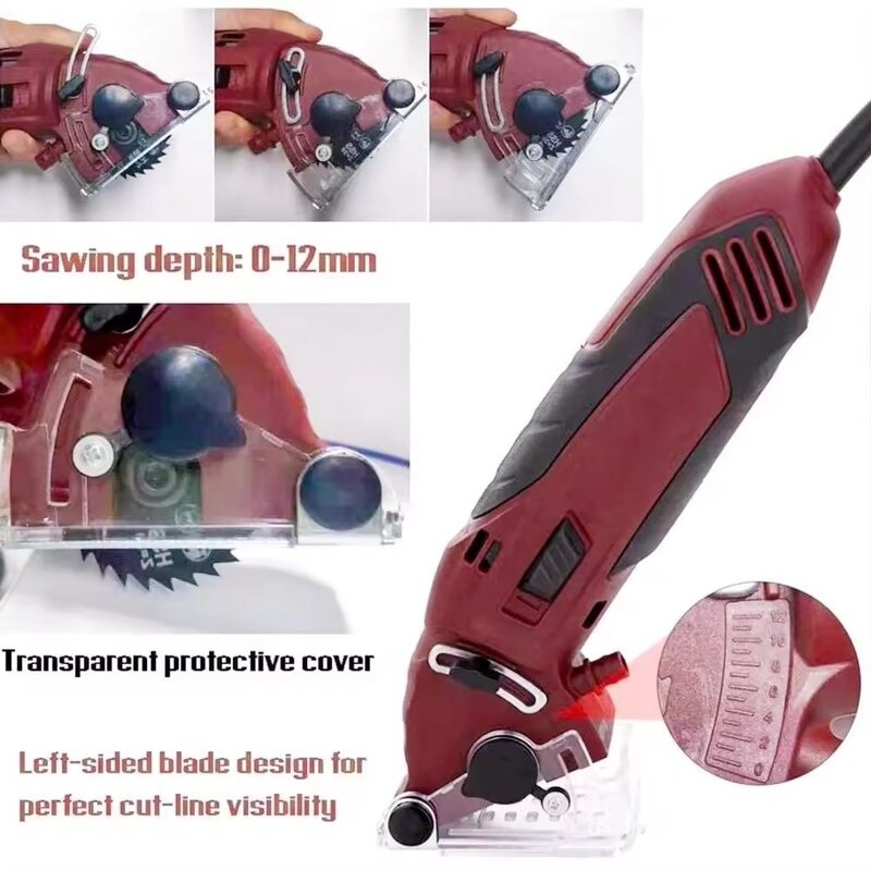 Mini Electric Circular Saw Manufacturer - 0-12mm Cutting 5 Hole Air Outlet Complete Accessories Tool