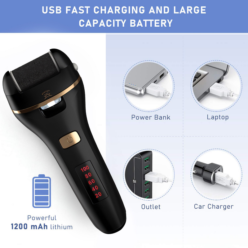 Cordless Foot Rasp Manufacturer - USB Charging Callus Removal Rechargeable Foot Scrubber Pedicure Tool
